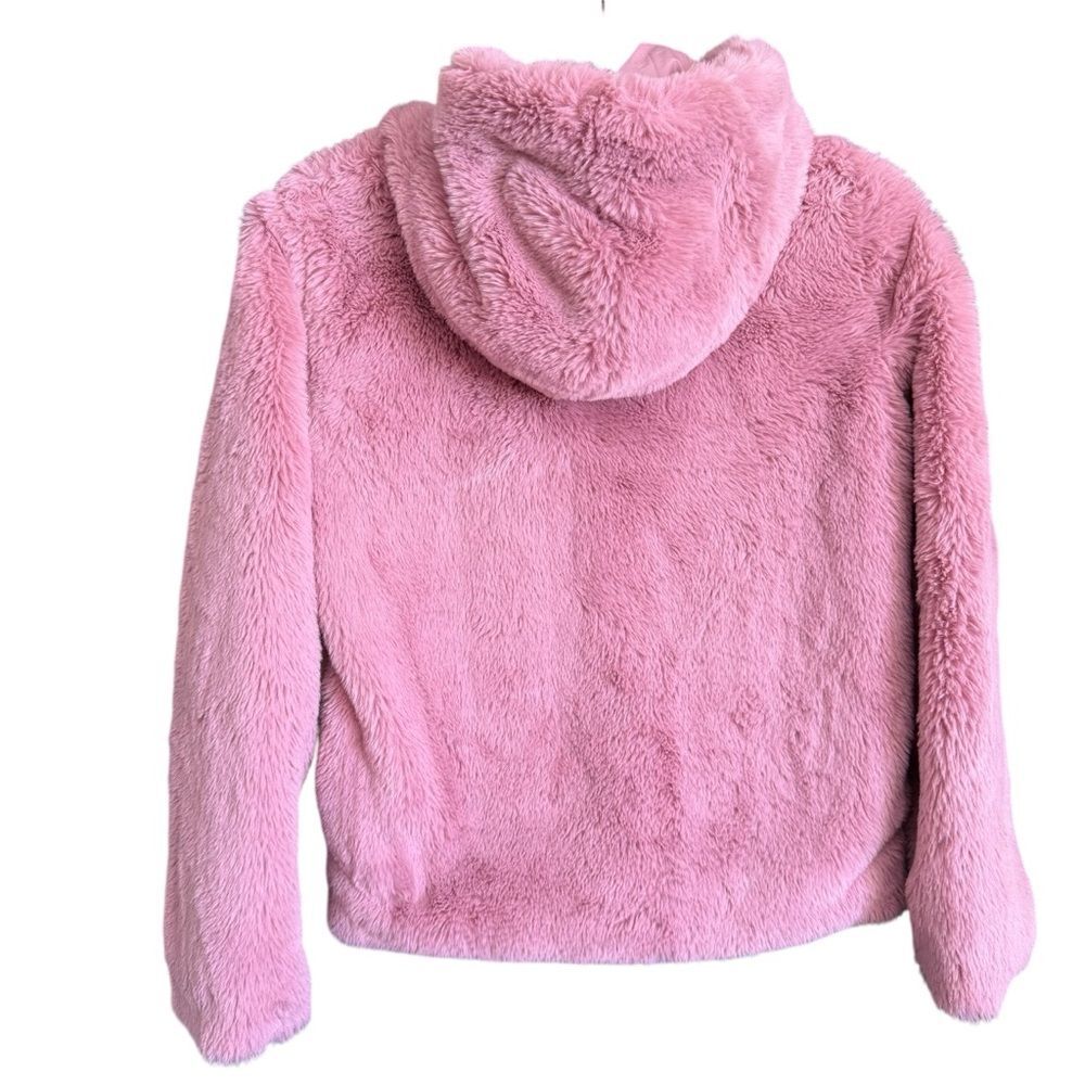 Under Armour Fluffy Pink Kids Faux Fur Puffer Jacket Size Youth Large Super Soft - Picture 4 of 7
